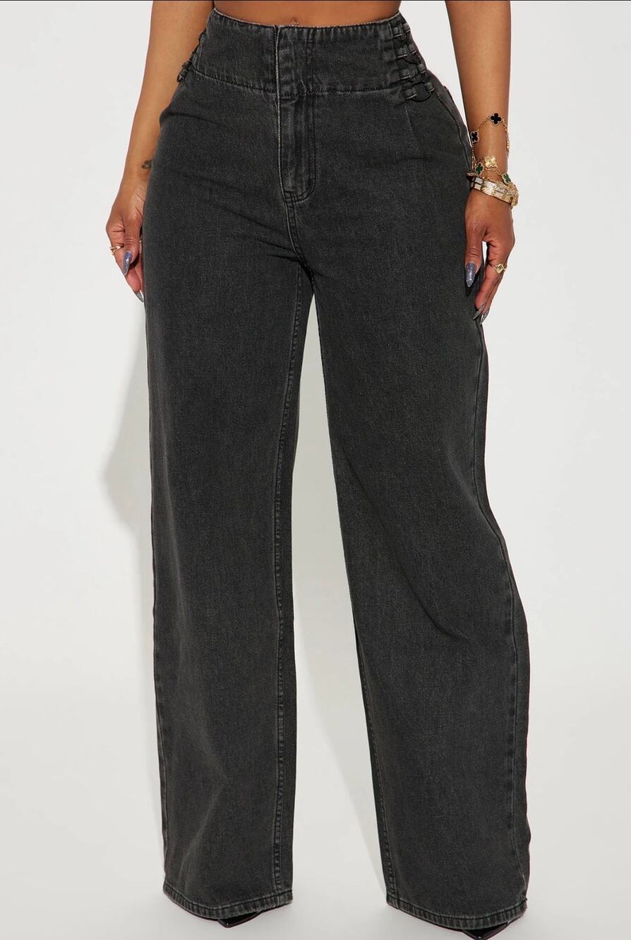 Fashion Nova Daring Drop Waist Baggy Jeans Y2K Wide Leg High Rise Black Wash NWT